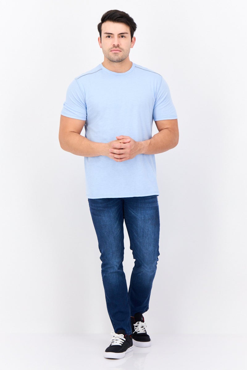 Company Eighty One تي شيرت رجالي بأكمام قصيرة و ياقة دائرية، لون أزرق فاتح - Image 4