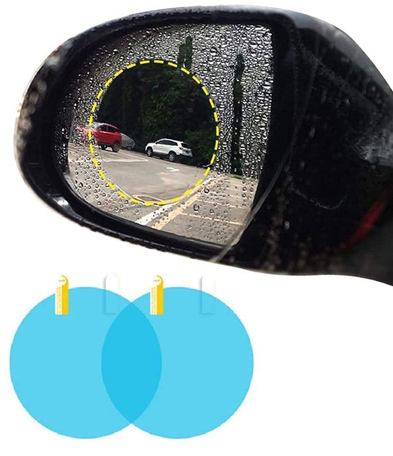 AUGEN HD Anti-Water, Anti-Mist, Anti-Fog, Waterproof Oblong Rearview Side Mirror Protective Film for Cars, Trucks - 95 X 95mm (Pack of 1 Set) - Image 1