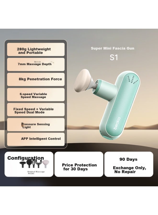 Beoka Mini Massage Gun, Portable Mini Sports Fitness Deep Muscle Relaxation Massager, Gift For Boyfriend Or Girlfriend, New Year Present, S1-lime Sea Salt - Image 1