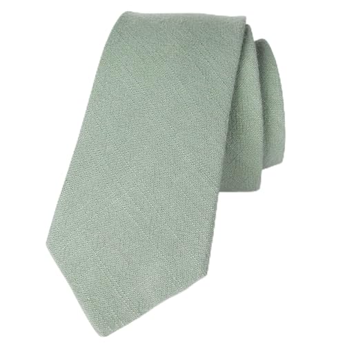Spring Notion Men's Linen Blend Skinny Necktie Sage Green Tie for Men - Image 1