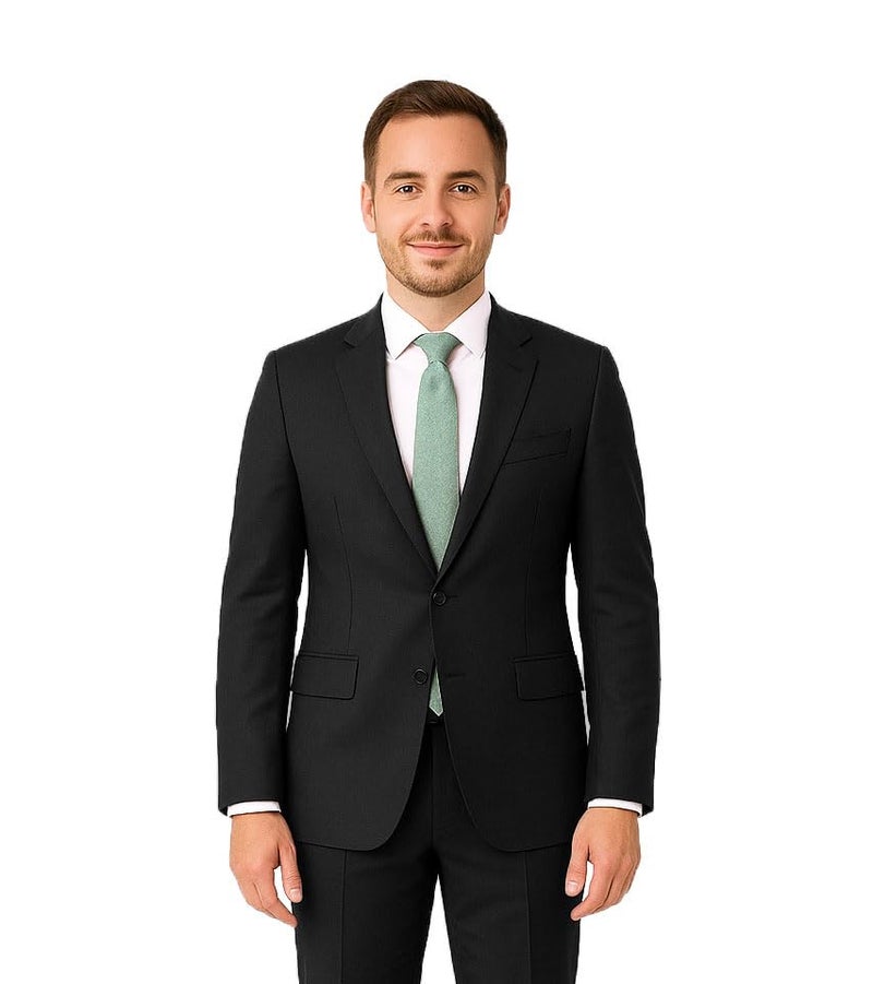 Spring Notion Men's Linen Blend Skinny Necktie Sage Green Tie for Men - Image 3