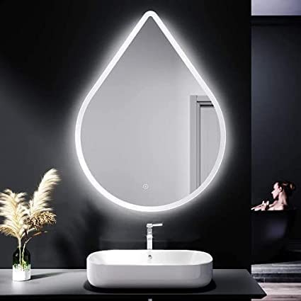 PRINCE ART LED Mirror Glass Bathroom Wall Decorative Led Mirror with Touch Sensor Lights Cabinet Vanity Wall Design Darpan Full Length for Home 18x24 Inch Oval DH10 - Image 1