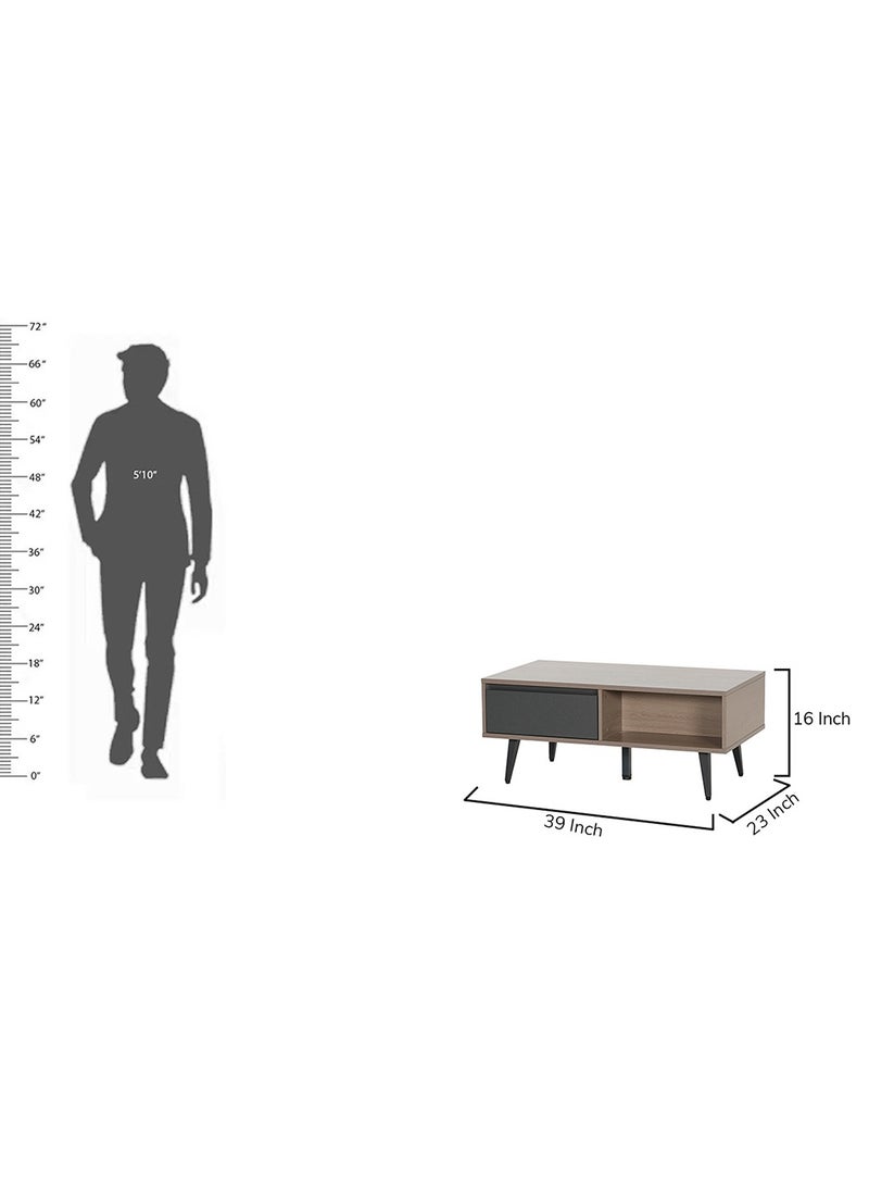 Dexter Coffee Table | MDF | Melamine Finish | Modern Design | Telescopic Channel | Ample Storage | Engineered Wood | Multifunctional Coffee Table | Coffee Table for Living Room | Coffee Table for Room