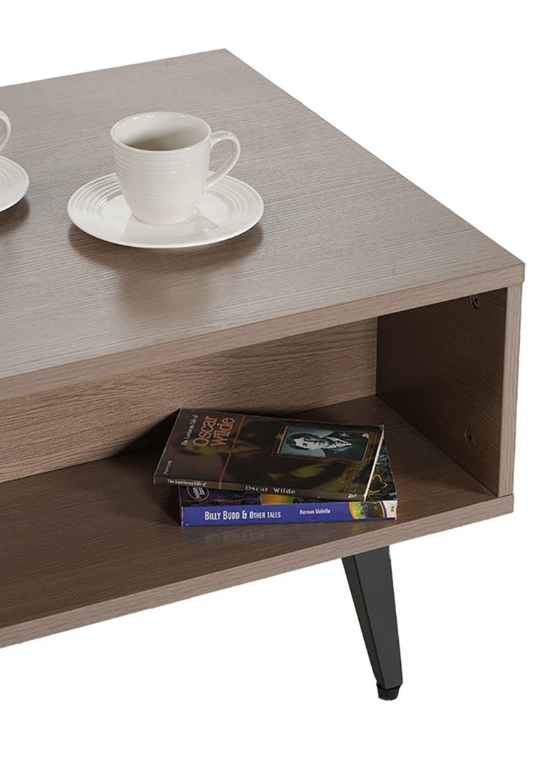 Dexter Coffee Table | MDF | Melamine Finish | Modern Design | Telescopic Channel | Ample Storage | Engineered Wood | Multifunctional Coffee Table | Coffee Table for Living Room | Coffee Table for Room