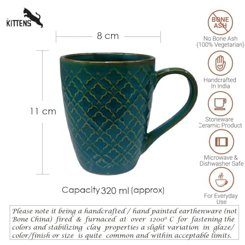 KITTENS Eco-Friendly Ceramic Coffee Mug Set of 2 – 330ml | Handcrafted Green Tea & Coffee Cups | Lead-Free, Microwave & Dishwasher Safe | Ideal Gift for Daily Use, Home & Office - Image 4