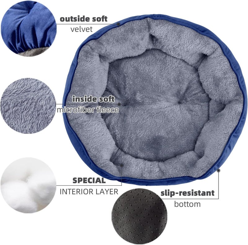 Asvin Medium Dog Bed for Medium Dogs, Large Cat Beds for Indoor Cats, Pet Bed for Puppy and Kitty, Extra Soft & Machine Washable with Anti-Slip & Water-Resistant Oxford Bottom, Blue, 25 inches - Image 4