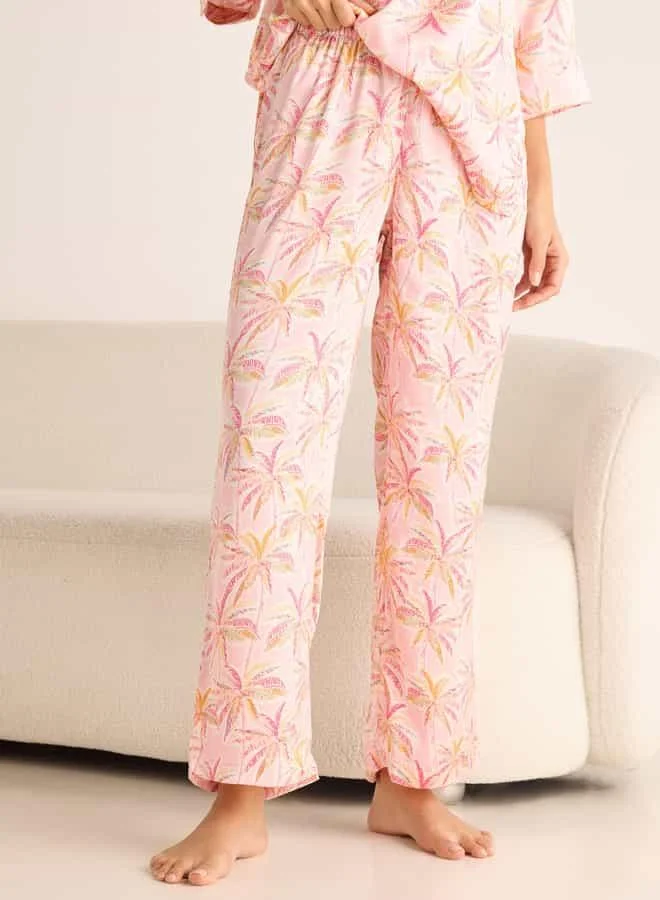 Splash FAV Printed Collar Shirt and Pyjama Set