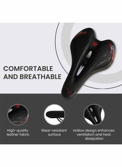 ENDLESS  Endless EL1045 Sleek Cycle Seat with Red Reflective Safety Strip | Black | Material : PU | Universal Memory Foam Seat with Breathable, Shock Absorbing and Waterproof Bike Saddle for All Type of Bikes  - Image 2