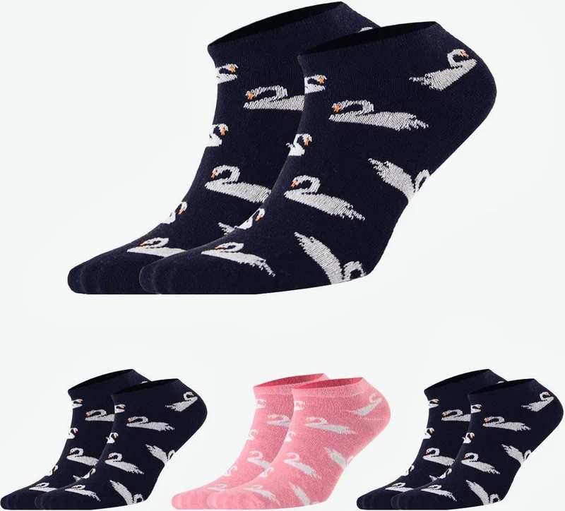 Socksmax Women's Cotton 3 Pairs Swan Patterned Ankle Socks - 1710