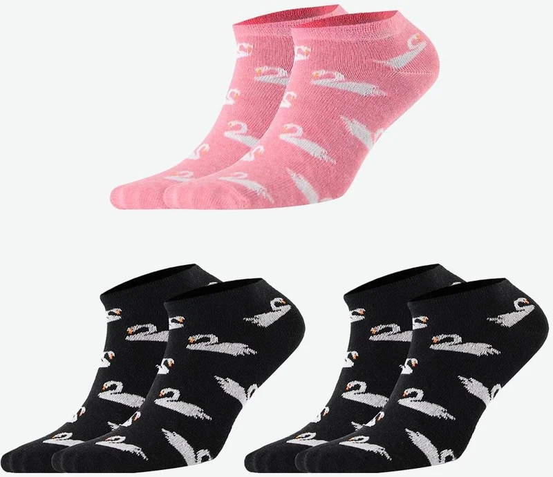 Socksmax Women's Cotton 3 Pairs Swan Patterned Ankle Socks - 1710