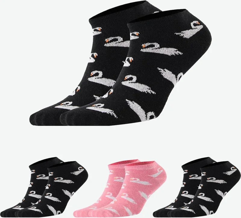 Socksmax Women's Cotton 3 Pairs Swan Patterned Ankle Socks - 1710