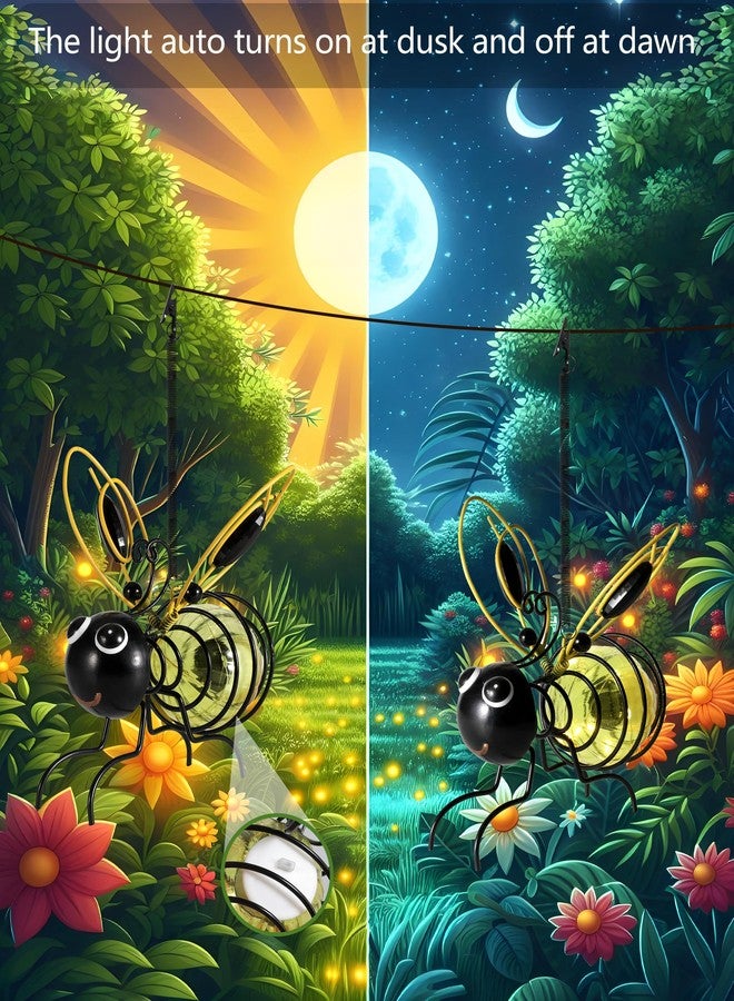 GoGnome Lighted Outdoor Display - Solar Powered Hanging Bee Decor with Bouncy Springs - Outdoor Hanging Solar Lights for Christmas Garden, Yard, Patio, Porch (Yellow) - Image 2