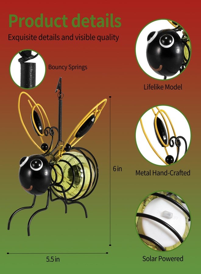 GoGnome Lighted Outdoor Display - Solar Powered Hanging Bee Decor with Bouncy Springs - Outdoor Hanging Solar Lights for Christmas Garden, Yard, Patio, Porch (Yellow) - Image 5