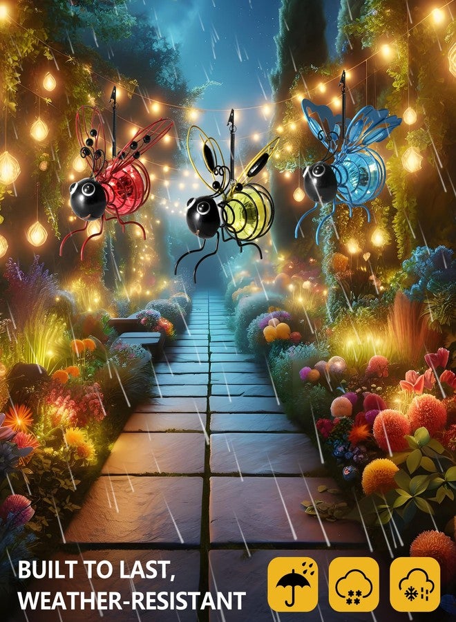 GoGnome Lighted Outdoor Display - Solar Powered Hanging Bee Decor with Bouncy Springs - Outdoor Hanging Solar Lights for Christmas Garden, Yard, Patio, Porch (Yellow) - Image 4