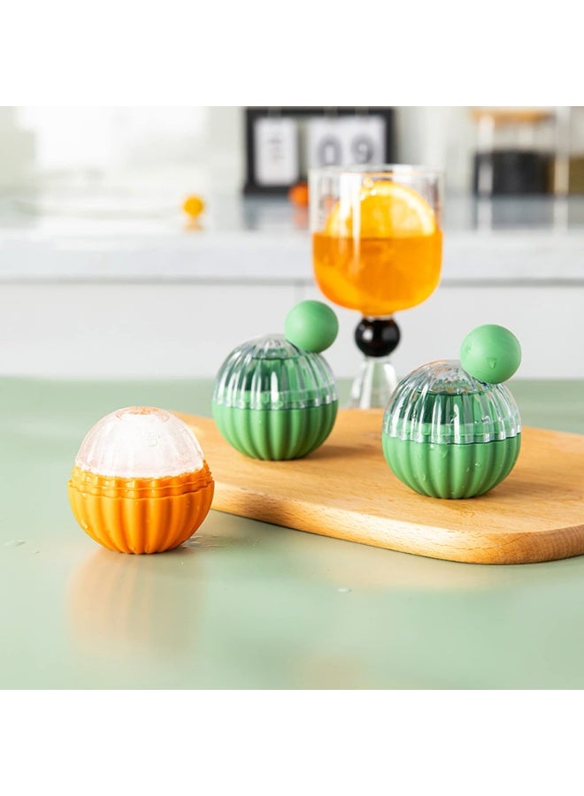 Silicone Ice Ball Maker, Round Sphere Ice Cube Tray, BPA-Free Reusable for Whisky & Cocktails, Orange - Image 2