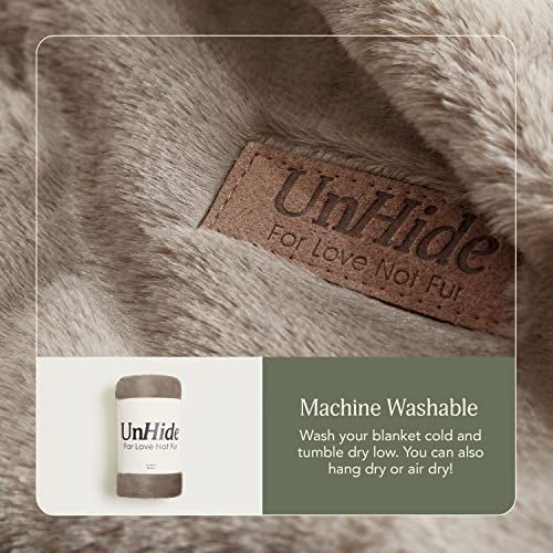 UnHide Lil’ Marsh Faux Fur Blanket - Lightweight, Soft Throw Blanket - Machine Washable - Ideal for Bed, Couch, or Reading Chair- Medium (60" x 80") Taupe Ducky - Image 3