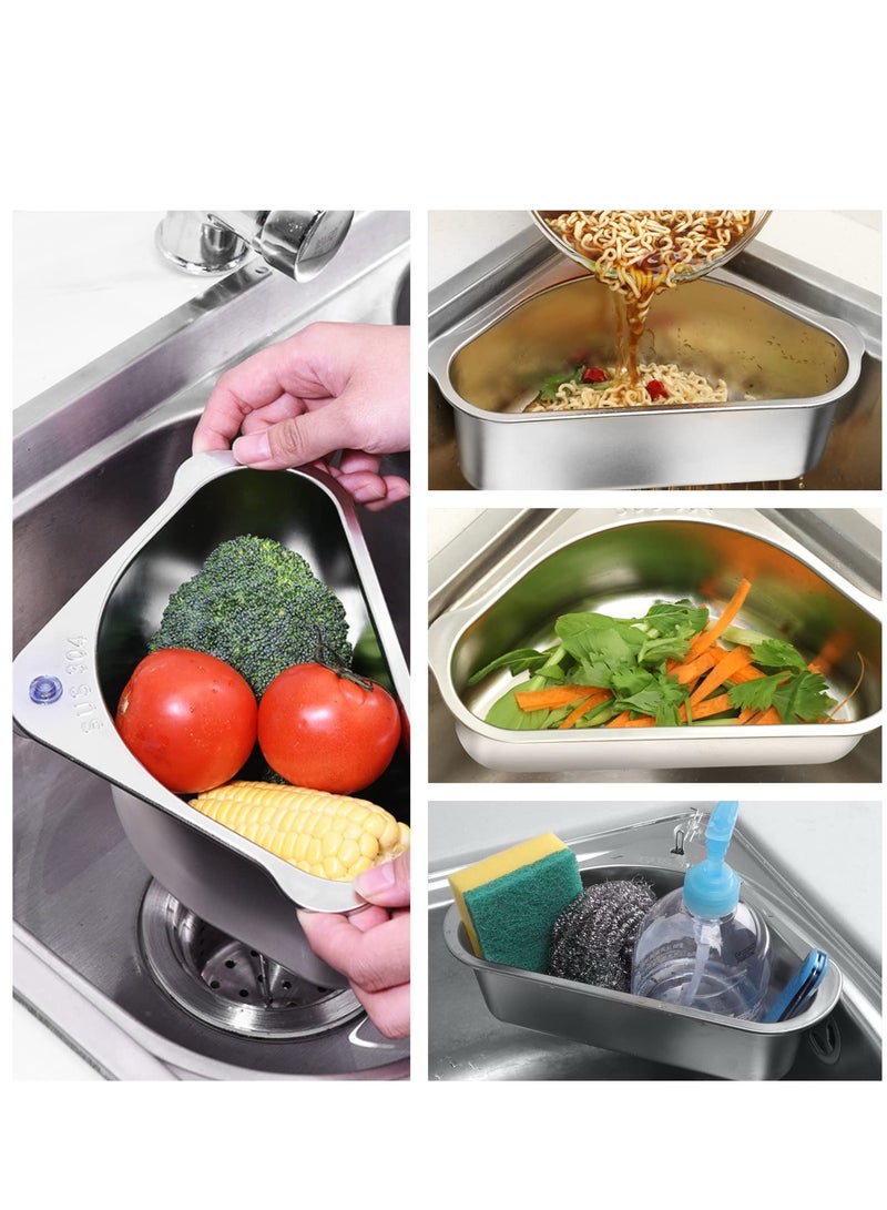 SYOSI Stainless Steel Sink Strainer Basket Triangle Sink,Triangle Sink Drainer Basket for Sink Food Strainer or Storage Rack - Image 2