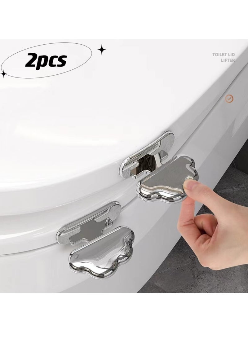 2Pcs Toilet Seat Lifter Lift Tools Avoid Touching for Home Restaurant Office, Argent  - Image 1