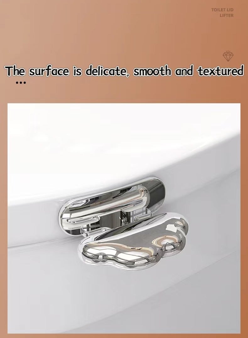 2Pcs Toilet Seat Lifter Lift Tools Avoid Touching for Home Restaurant Office, Argent  - Image 5