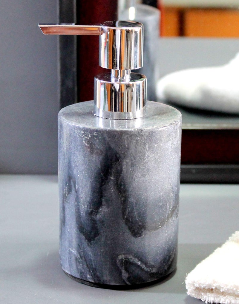 KLEO Soap Dispenser Lotion Dispenser - Made of Natural Stone - Luxury Bathroom Accessories Bath Set (Grey) - Image 1