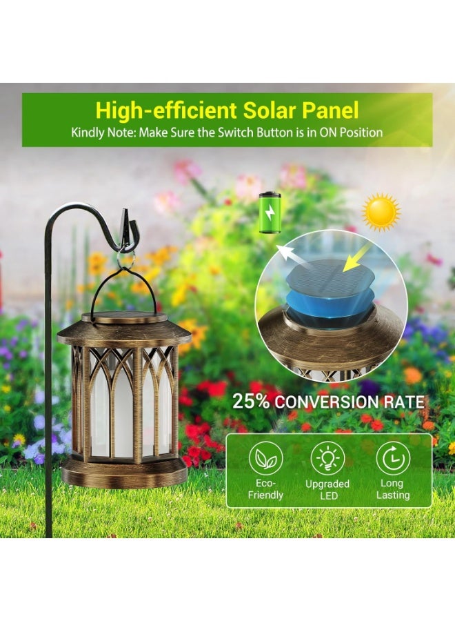 Zarmanuae Solar Lights Outdoor Garden, 2 Pack Hanging Solar Lanterns with Realistic Flickering Flame LED, Waterproof Garden Ornaments Outdoor Lights Lantern for Decoration, Pathway Lighting - Image 4