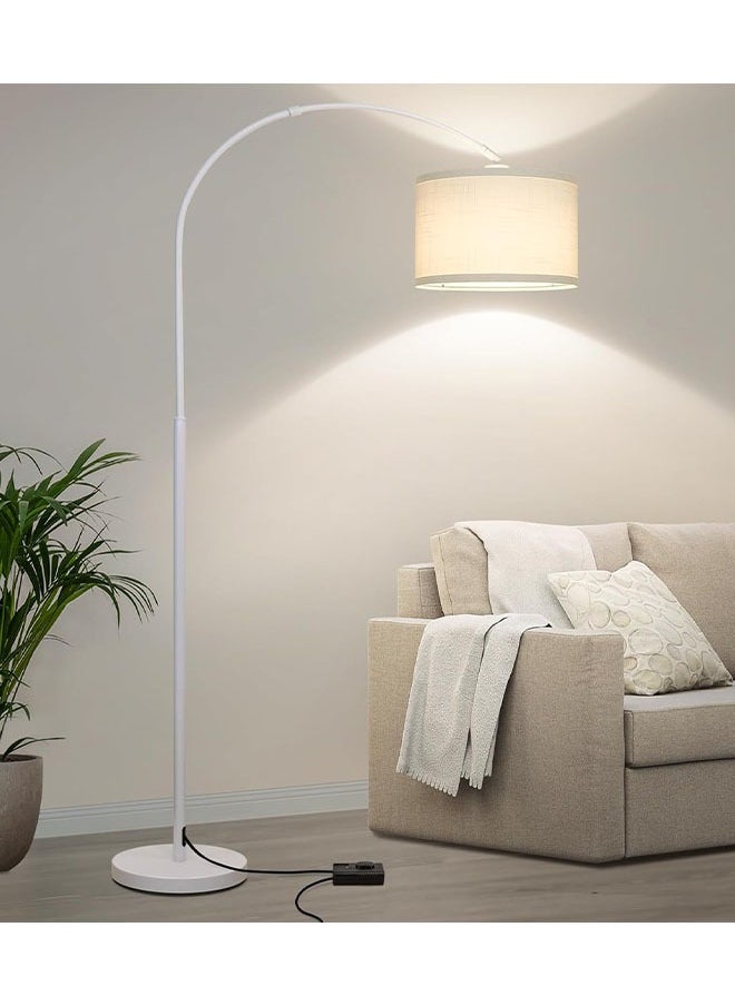 HQ-GAMING - Standing Lamp for Living Room, Floor Lamp with White Adjustable Hanging Shade, Modern Lamp Tall Reading Light for Bedroom, Over Couch, Office, 9W LED Bulb Included White 180x90 cm - Image 1
