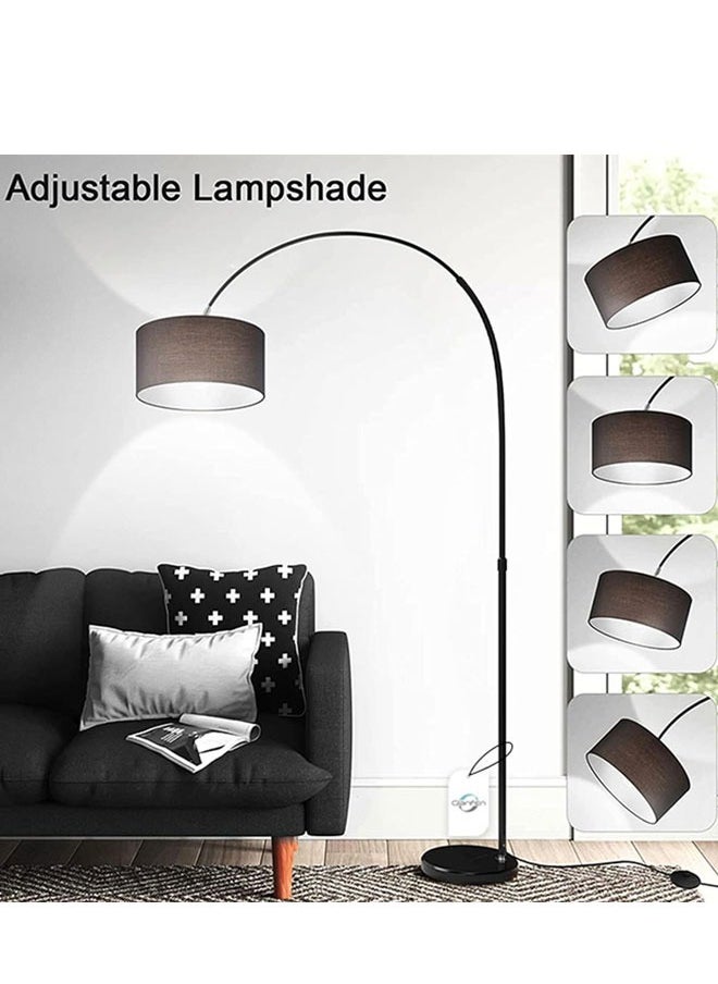 HQ-GAMING - Standing Lamp for Living Room, Floor Lamp with White Adjustable Hanging Shade, Modern Lamp Tall Reading Light for Bedroom, Over Couch, Office, 9W LED Bulb Included White 180x90 cm - Image 1