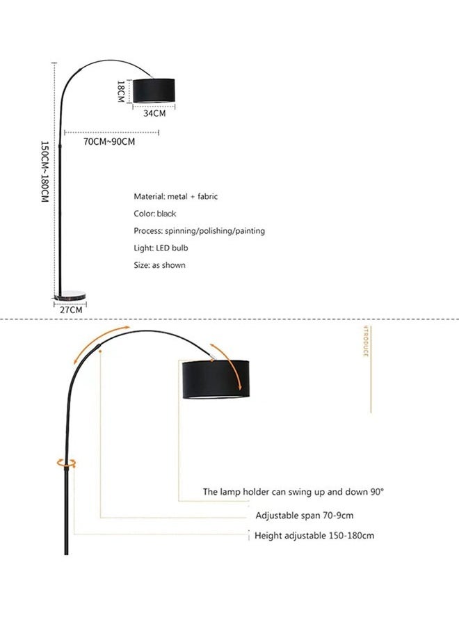 HQ-GAMING - Standing Lamp for Living Room, Floor Lamp with White Adjustable Hanging Shade, Modern Lamp Tall Reading Light for Bedroom, Over Couch, Office, 9W LED Bulb Included White 180x90 cm - Image 1