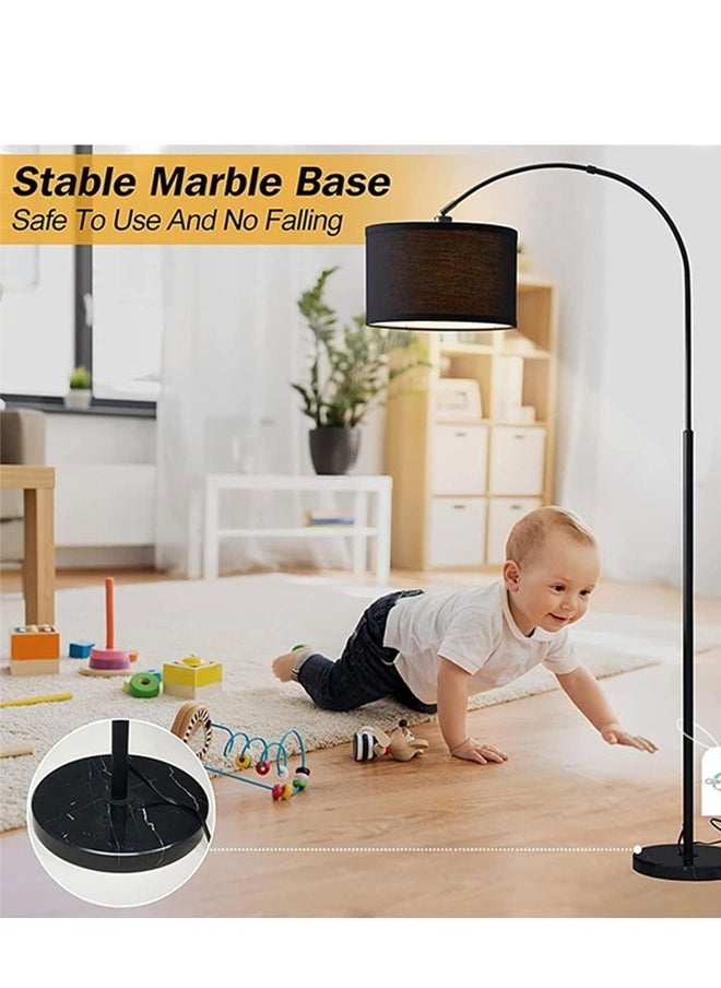 HQ-GAMING - Standing Lamp for Living Room, Floor Lamp with White Adjustable Hanging Shade, Modern Lamp Tall Reading Light for Bedroom, Over Couch, Office, 9W LED Bulb Included White 180x90 cm - Image 1