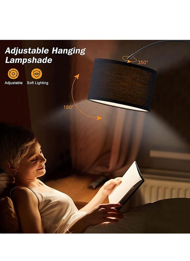 HQ-GAMING - Standing Lamp for Living Room, Floor Lamp with White Adjustable Hanging Shade, Modern Lamp Tall Reading Light for Bedroom, Over Couch, Office, 9W LED Bulb Included White 180x90 cm - Image 1