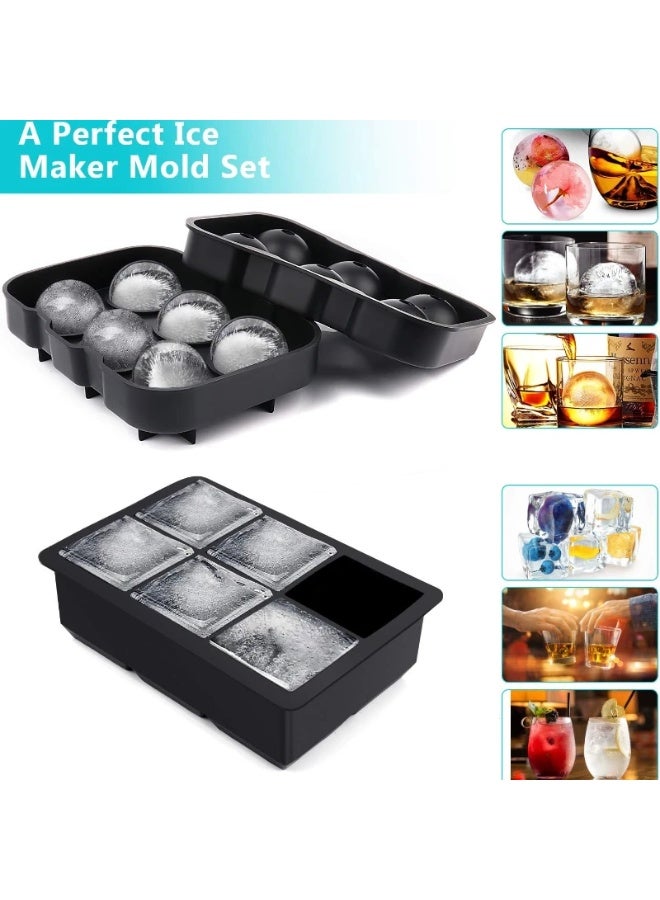 10-Piece Silicone Ice Cube and Ice Ball Maker Mold Set for Freezer Cocktails - Image 3