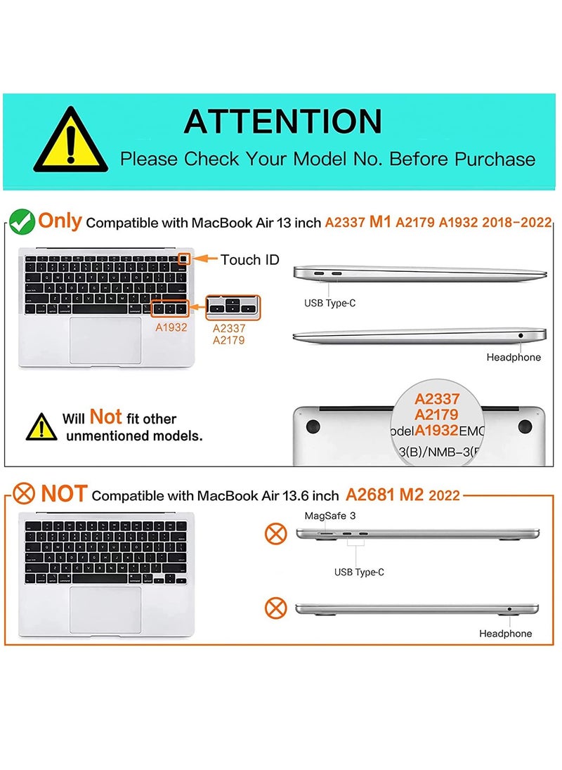 Ntech - Ntech MacBook Air 13 inch Plastic Hard Shell Case and Keyboard Cover Skin 2022 2021 2020 2019 2018 Release A2337 M1 A2179 A1932 Retina Display with Touch ID ( White ) - Image 1