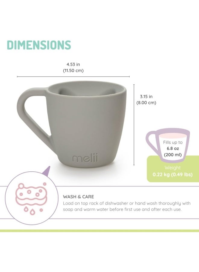 melii Silicone Mug for Kids 6.8 oz - Pretend Play, Durable, BPA Free, Food Grade Silicone Cup for Hot and Cold Drinks - Dishwasher & Microwave Safe, 2 Pack - Pink & Grey - Image 2
