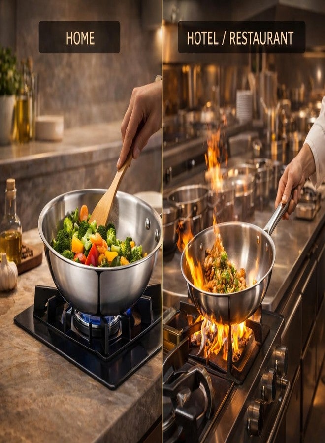 WEKTU Tri-Ply Stainless Steel Wok, 20 cm Diameter, 1.5 Litre Capacity, Induction Compatible, Food Safe 304 Steel Interior, Aluminum Core - Image 5