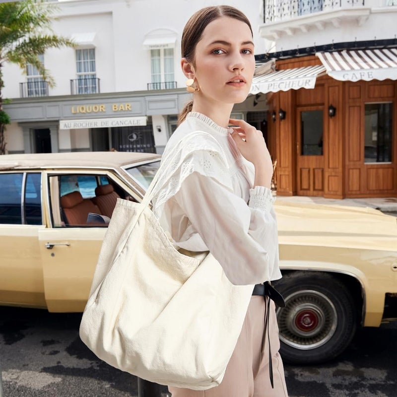 YAVCOOL Canvas Tote Bag for Women Large Hobo Shoulder Bag for Work Travel Casual Message Bag Tote Purse handbags - Image 2