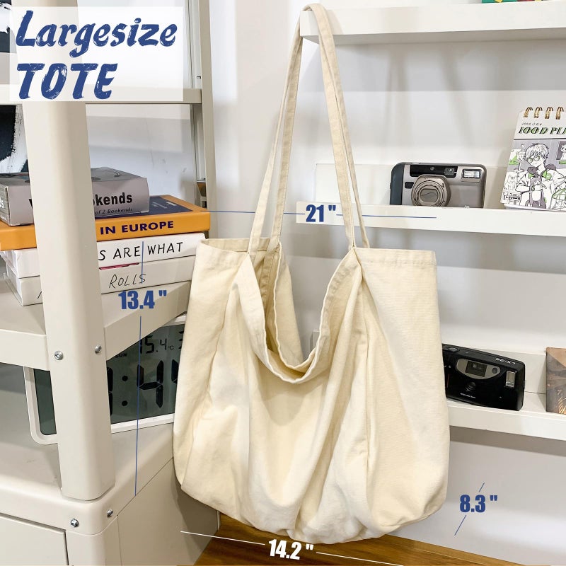 YAVCOOL Canvas Tote Bag for Women Large Hobo Shoulder Bag for Work Travel Casual Message Bag Tote Purse handbags - Image 4