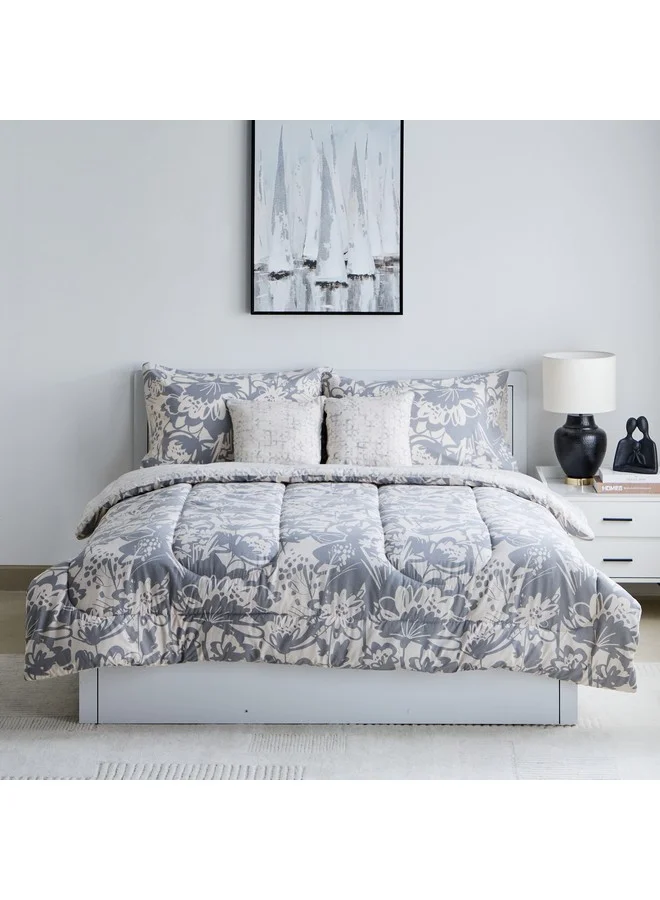 Home Box Aurora Heya 5-Piece Printed Cotton King Comforter Set 240 x 220 cm