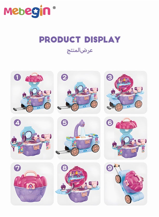 ميبيجين - مجموعة ألعاب 9 في 1 ذات طابع الملحقات مع عربة اليقطين ذات السحب، ورسم وتخطيط ألعاب مكياج، ومجموعة إسقاط الألغاز مع أنماط غنية، ورسومات سعيدة - Image 1