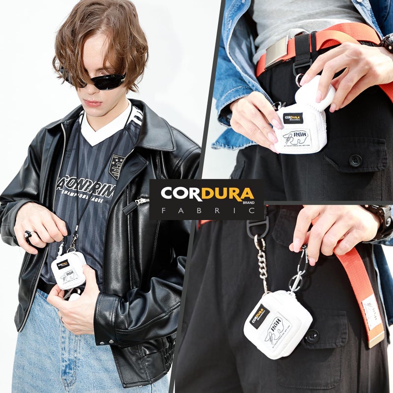 RE ROUGH ENOUGH Rough Enough Earbud Case Pouch Headphone Storage Bag with Lanyard Neck Keychain for Earphone Earbuds Wireless Bluetooth White - Image 2