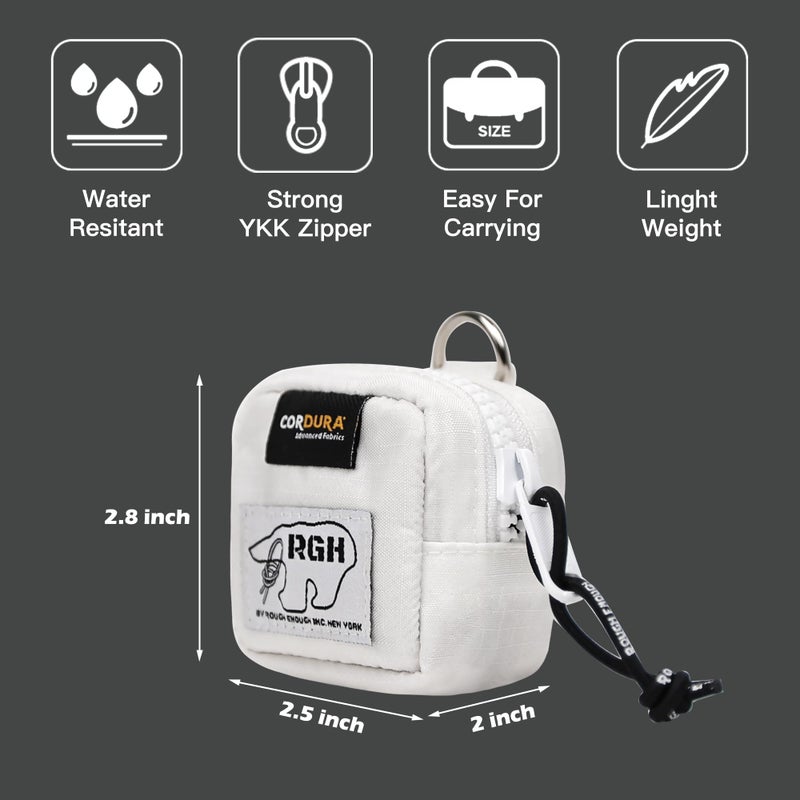 RE ROUGH ENOUGH Rough Enough Earbud Case Pouch Headphone Storage Bag with Lanyard Neck Keychain for Earphone Earbuds Wireless Bluetooth White - Image 5