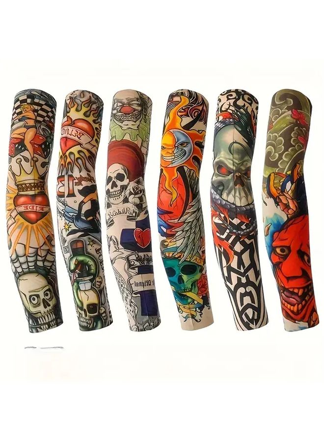 Colorful Cool Temporary Tattoo Sleeves Arm Protectors For Skateboarding Beach 2 Pack - Image 5