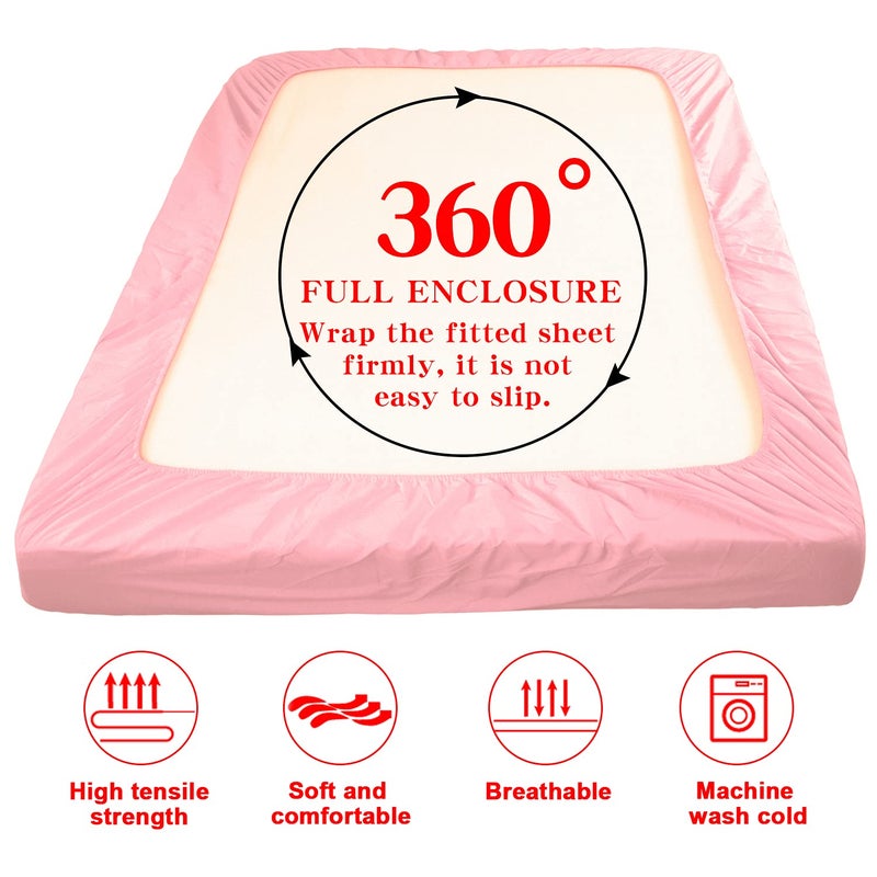 NTBAY Twin Fitted Sheet Only - Brushed Microfiber Deep Pocket Fitted Sheet - Soft, Wrinkle-Free, Fade-Resistant, Stain-Resistant, Hotel Quality Fitted Bed Sheet, Pink - Image 4