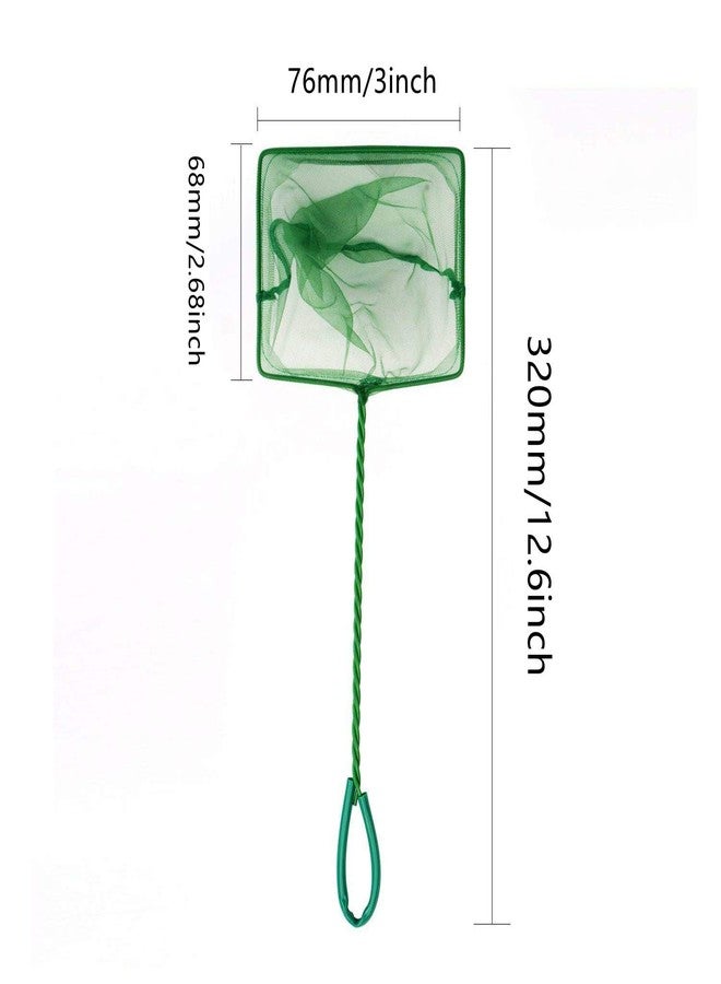 XMHF 3pcs 3" Wide Spiral Handle Metal Frame Fish Tank Nylon Fish Catch Net Aquarium Wire Nylon Mesh Fish Quick Catch Landing Net Green - Image 2