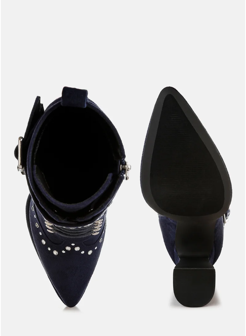 London Rag SH5323_NAVY London Rag Harness Detail Lace Up Boots in Navy for Women | Best Price UAE