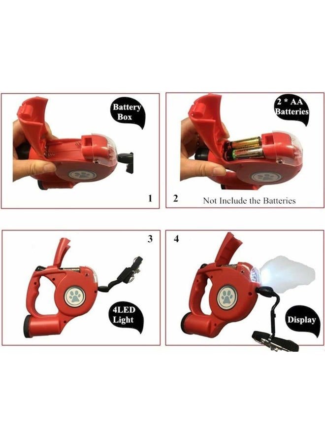 Jebblas Dog Retractable Leashes with Flashlight and Waste Bag Dispenser 3 in 1 Automatic 15ft Dog Walking Leash with Anti-Slip Handle Black - Image 3