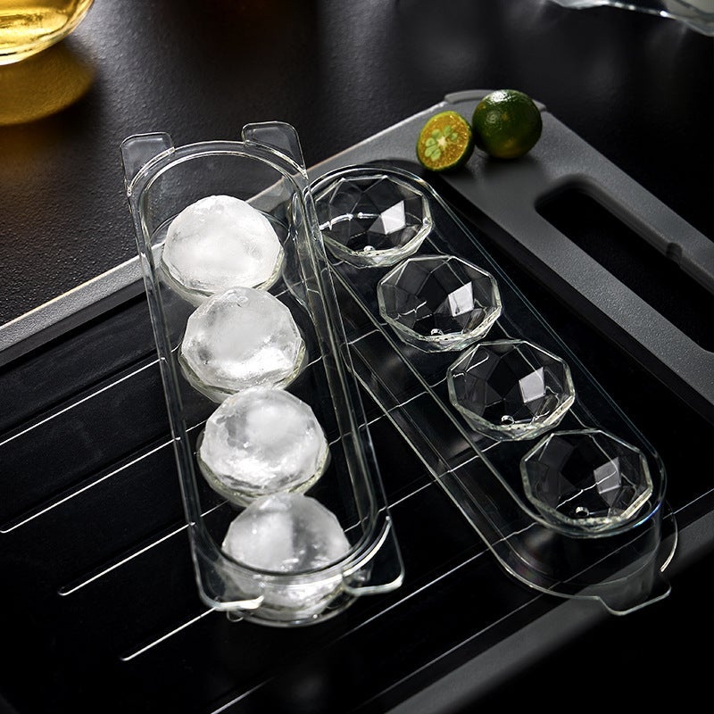 Reusable Ice Cube Tray - Round Ball Shape - Food-Grade PET - 4 Grids - Image 2