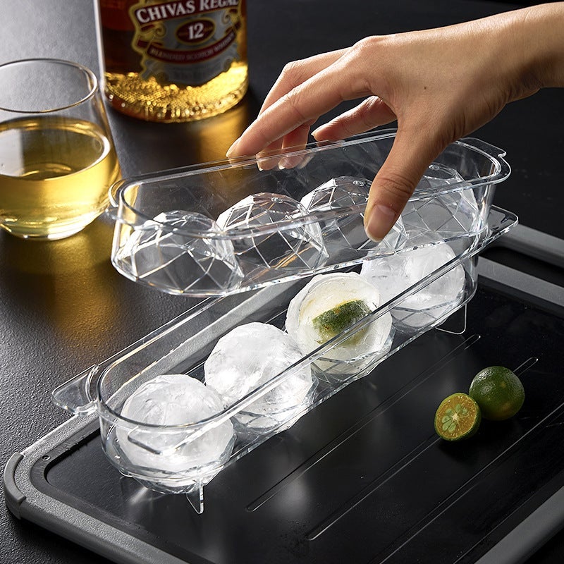 Reusable Ice Cube Tray - Round Ball Shape - Food-Grade PET - 4 Grids - Image 1