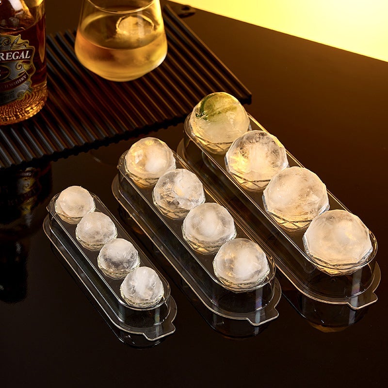 Reusable Ice Cube Tray - Round Ball Shape - Food-Grade PET - 4 Grids - Image 3