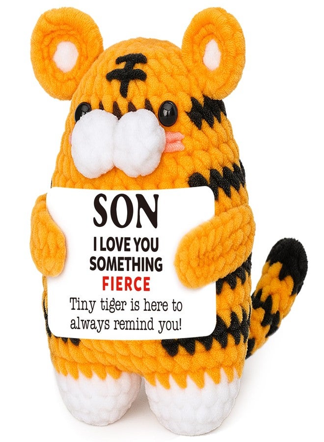 FEFAMM Easter Basket Stuffers for Teens Son, Easter Gifts for Kids Teens Boys Basket Essentials Handmade Crochet Tiger Birthday Gifts for Son from Mom Dad, Graduation College Gift for Sons, Mini Cute Decor - Image 1