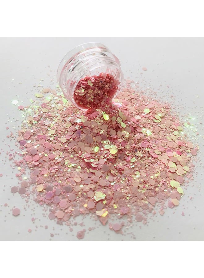 PrettyG 15 Grams/jar -Pink Changeable Chunky Mixes Sequins Glitter - Festival Rave Beauty Makeup Face Body Nail Art Tumbler Decoration PCM60 - Image 5